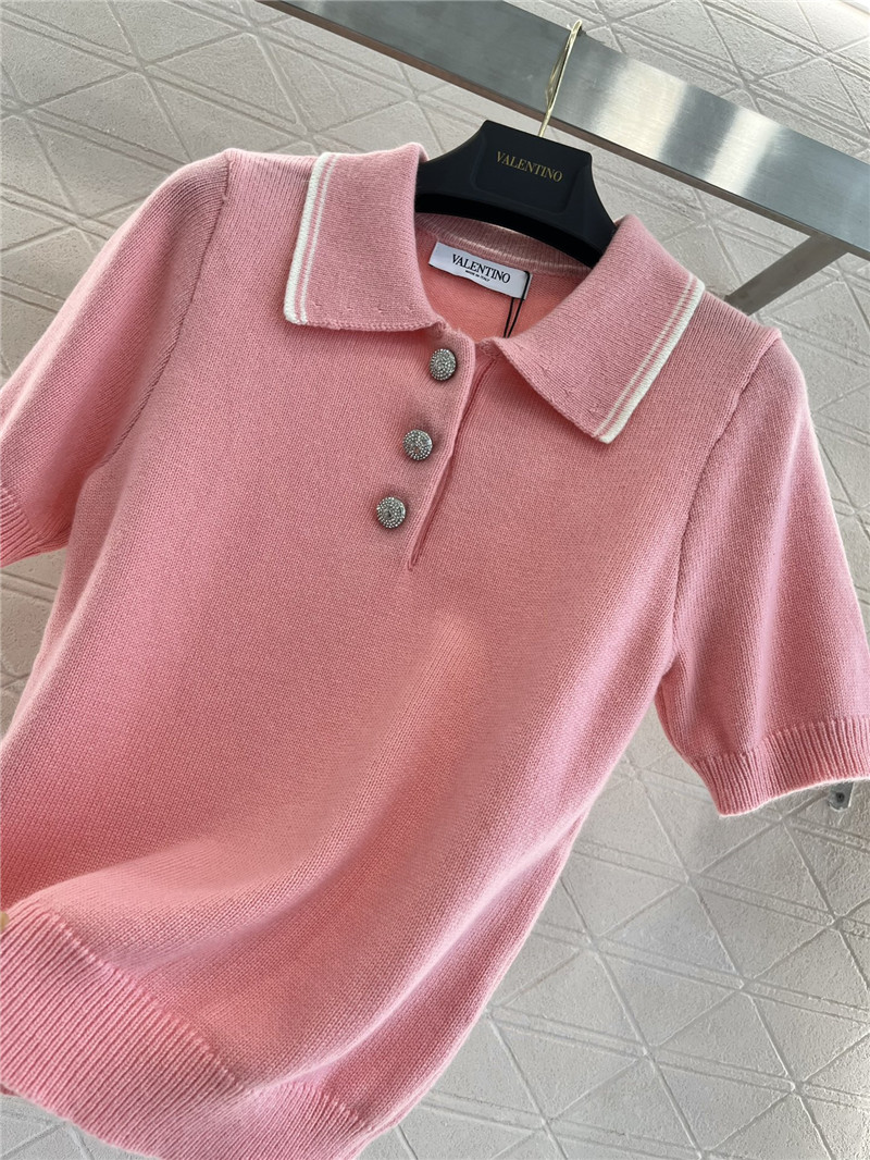 Va1e*ntin0 lapel   knitted top replicas clothes