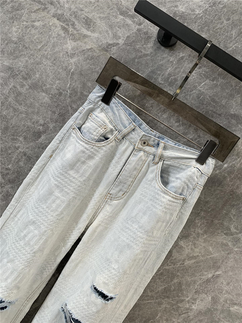 M1um1u letter jacquard ripped straight jeans replicas clothes
