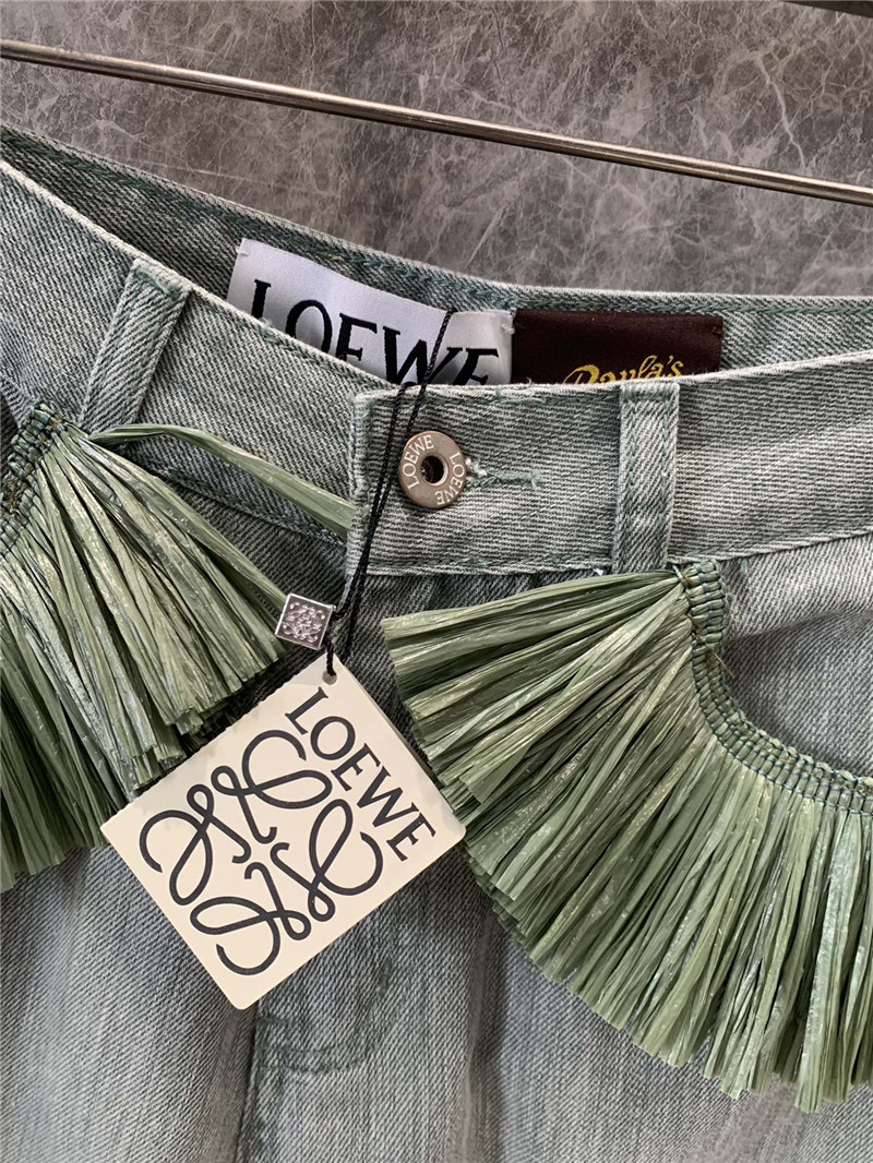 L0ew* fringe denim trousers replica clothing sites