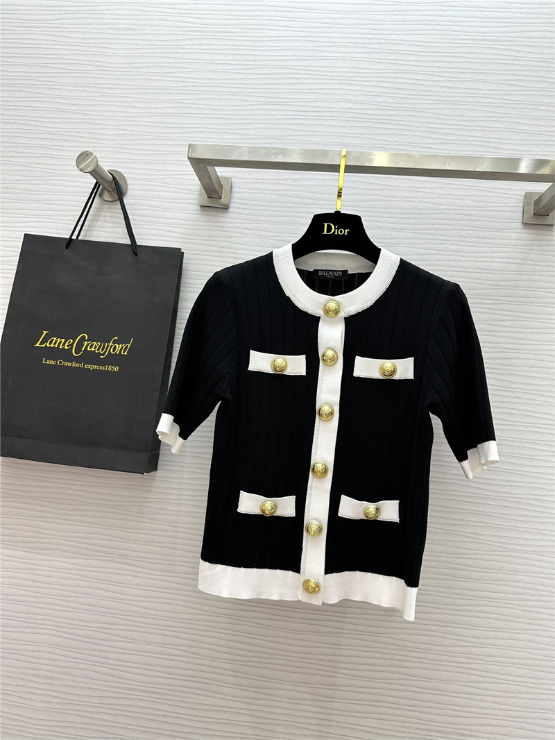 Balmain Black Cropped Cardigan Black