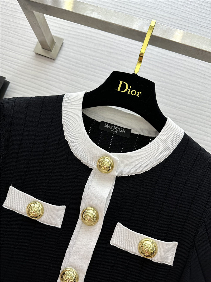 Balmain Black Cropped Cardigan Black