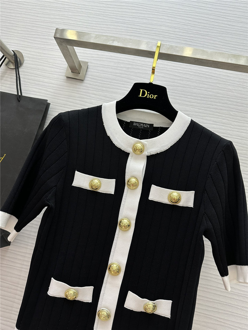 Balmain Black Cropped Cardigan Black