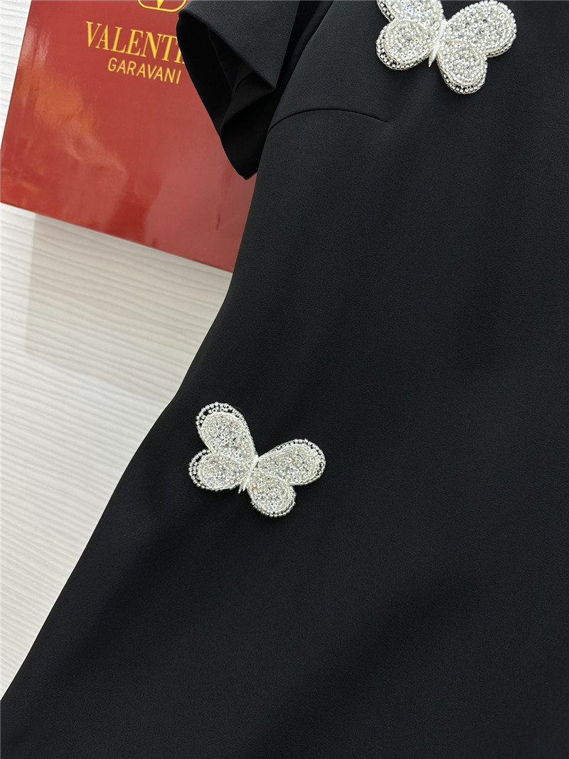 Va1e*ntin0 butterfly beaded round neck dress replicas clothes