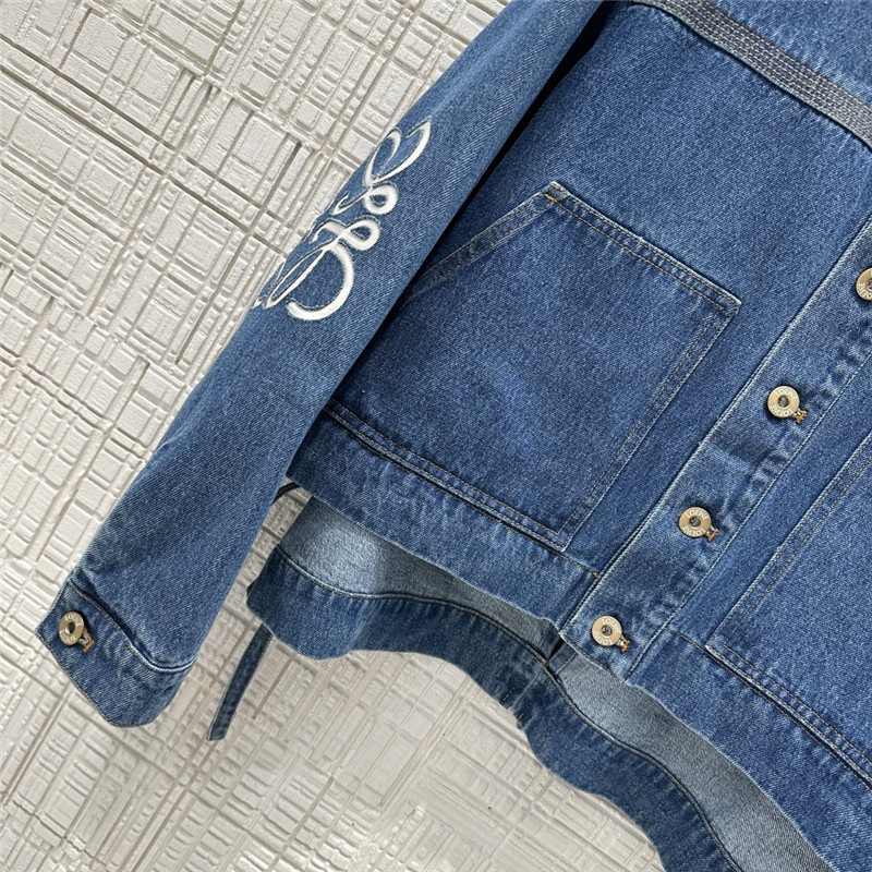 L0ew* vintage denim lapel jacket replica clothes