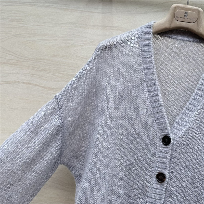 BC V-Neck Sequin Mohair Cardigan Grey