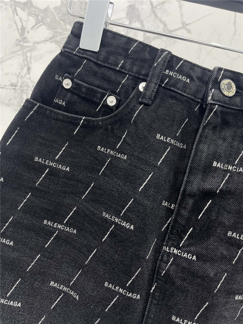 Ba1en*iaga diagonal stripe logo denim skirt replicas clothes