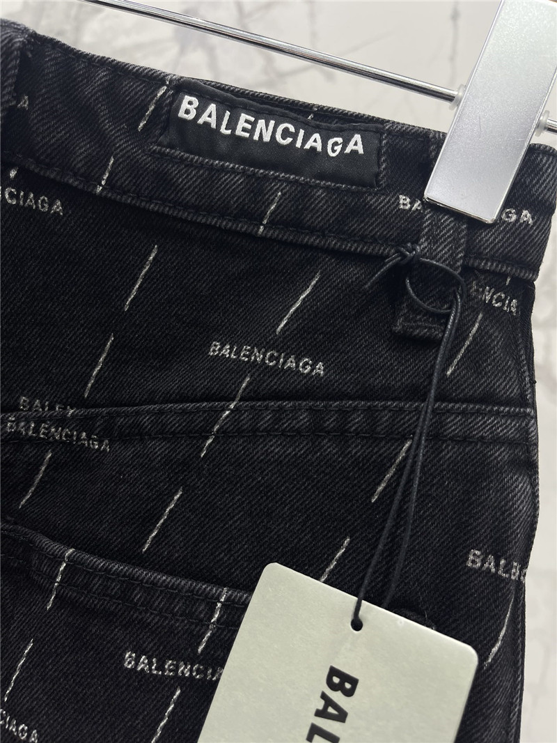 Ba1en*iaga diagonal stripe logo denim skirt replicas clothes