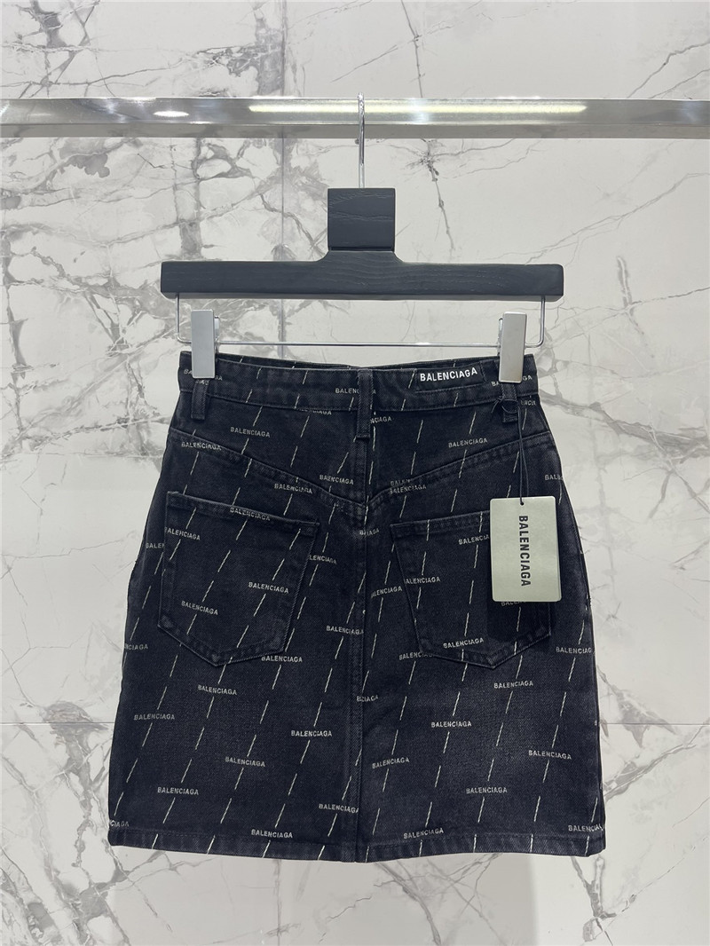 Ba1en*iaga diagonal stripe logo denim skirt replicas clothes