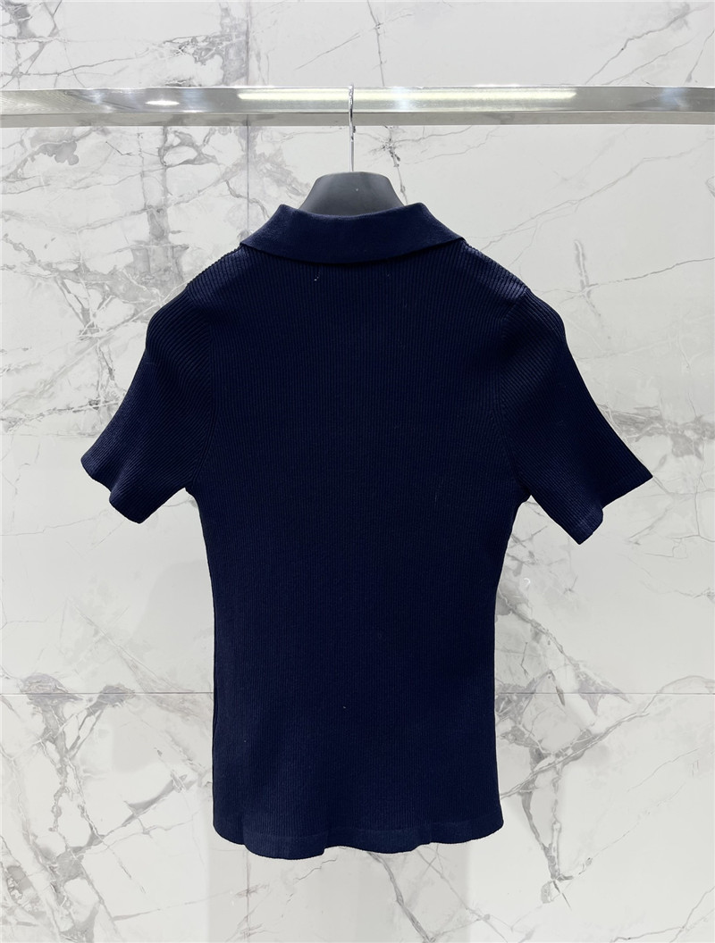 D10r navy blue short-sleeved knit polo shirt