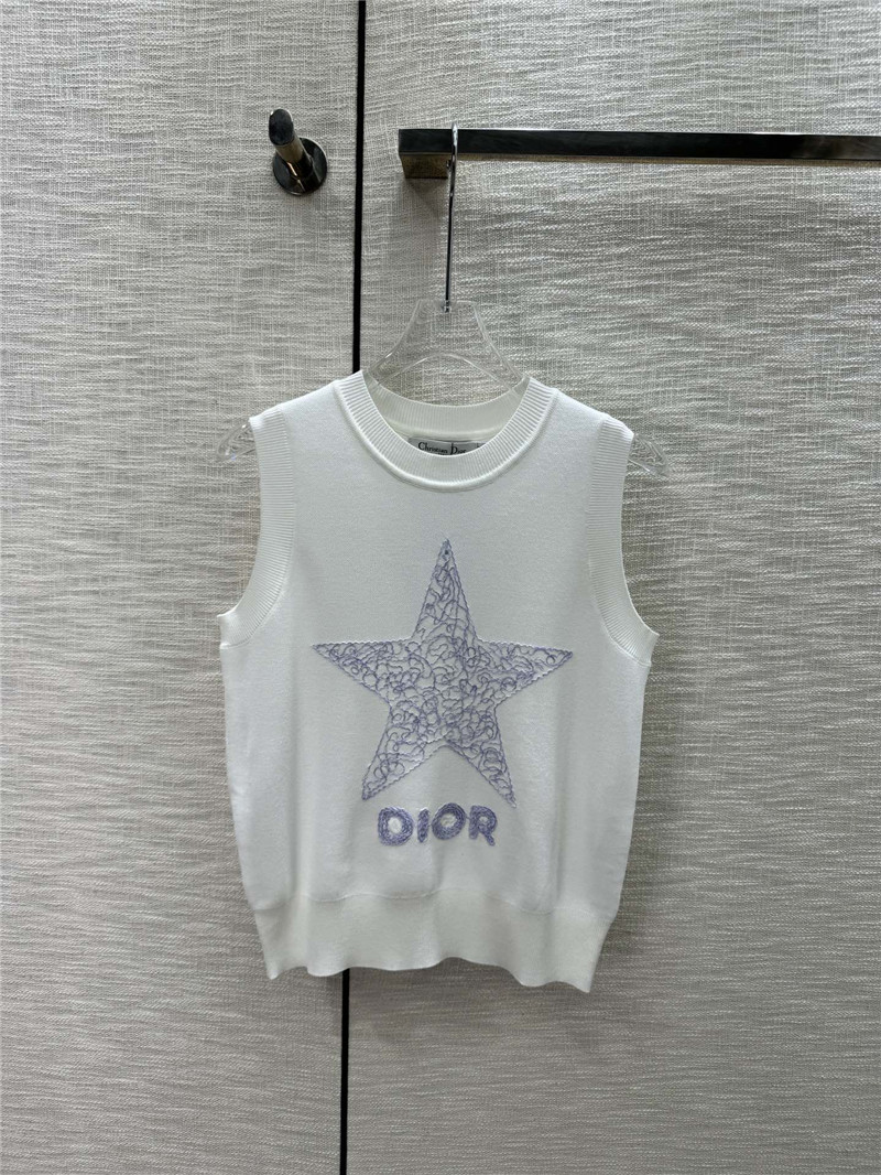 D10r embroidered five-pointed star knitted vest replicas clothes