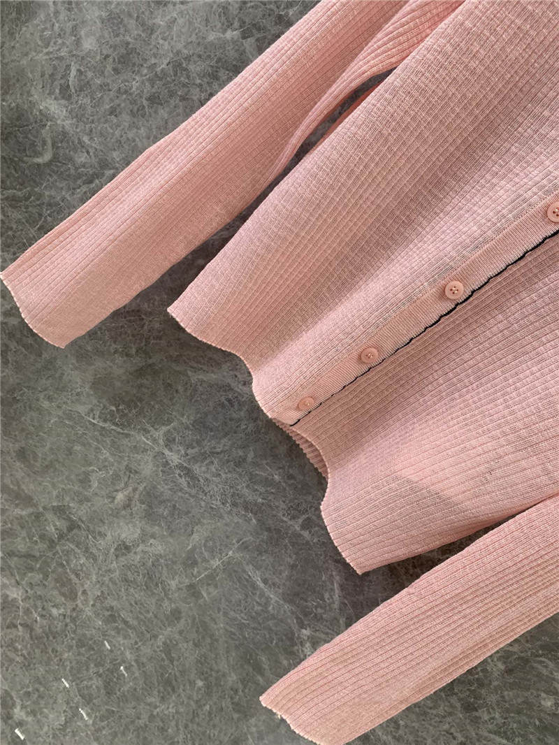 Miu Miu Logo V-Neck Cardigan in Pink