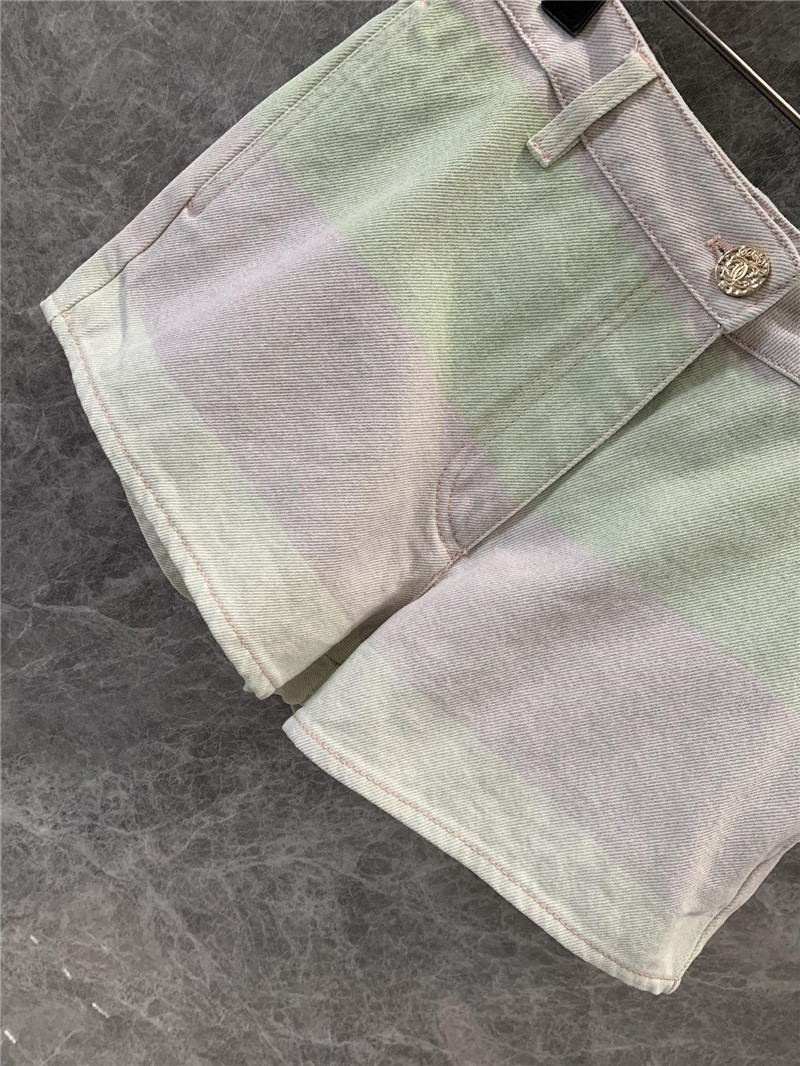 Ch**el new color block denim shorts replica clothes