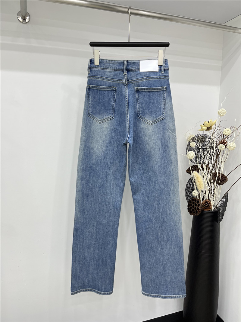 Pra*a classic rhinestone inverted triangle jeans replica clothing