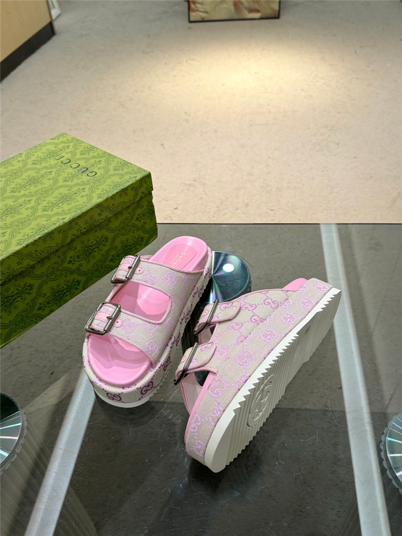 Gvc*1 platform strap sandals in pink oblique canvas