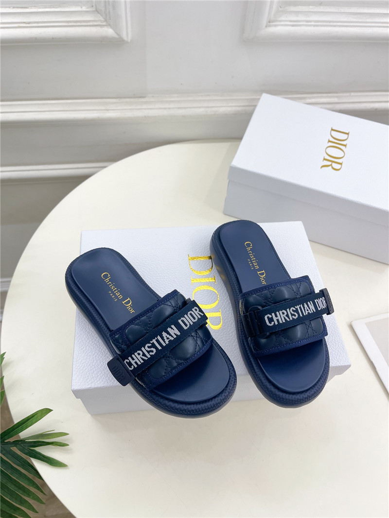 Dio(r)evolution Slide Glitter Tech Navy Quilted Leather