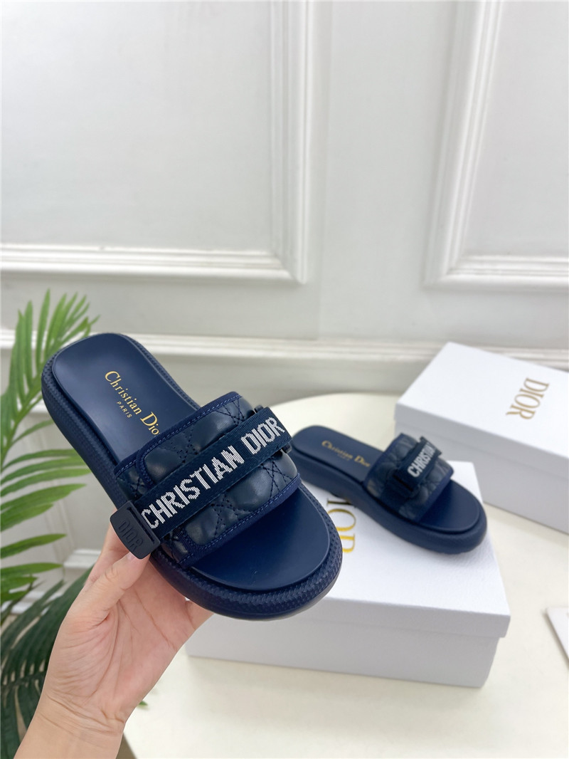 Dio(r)evolution Slide Glitter Tech Navy Quilted Leather