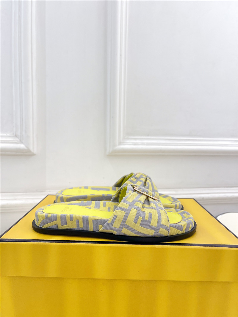 F**di feel grey & yellow ff jacquard slides