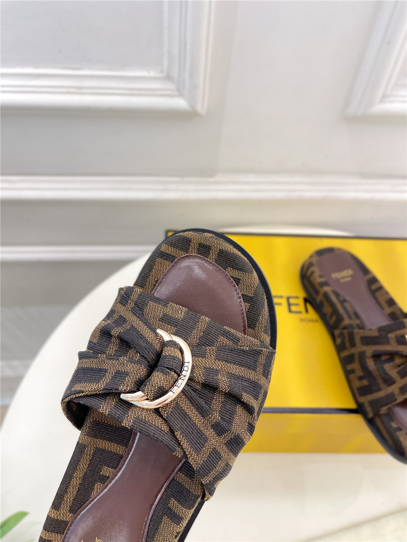 F**di feel brown ff jacquard slides