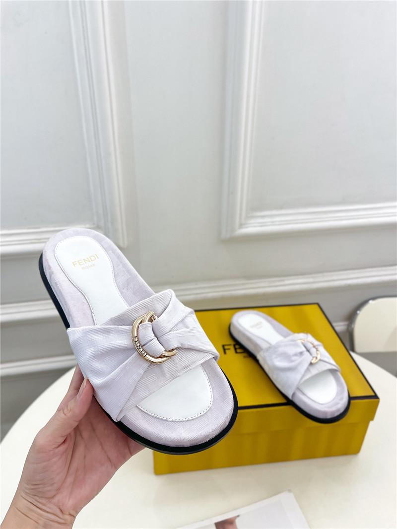 F**di feel white ff jacquard slides