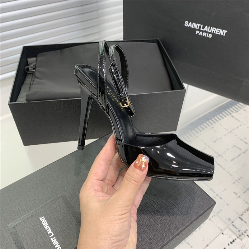 Sa1nt Lau*nt la scandale sandals in black patent leather