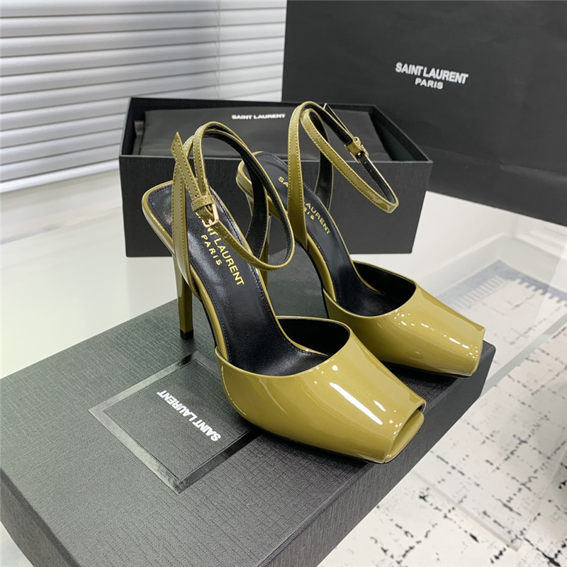 Sa1nt Lau*nt la scandale sandals in green patent leather