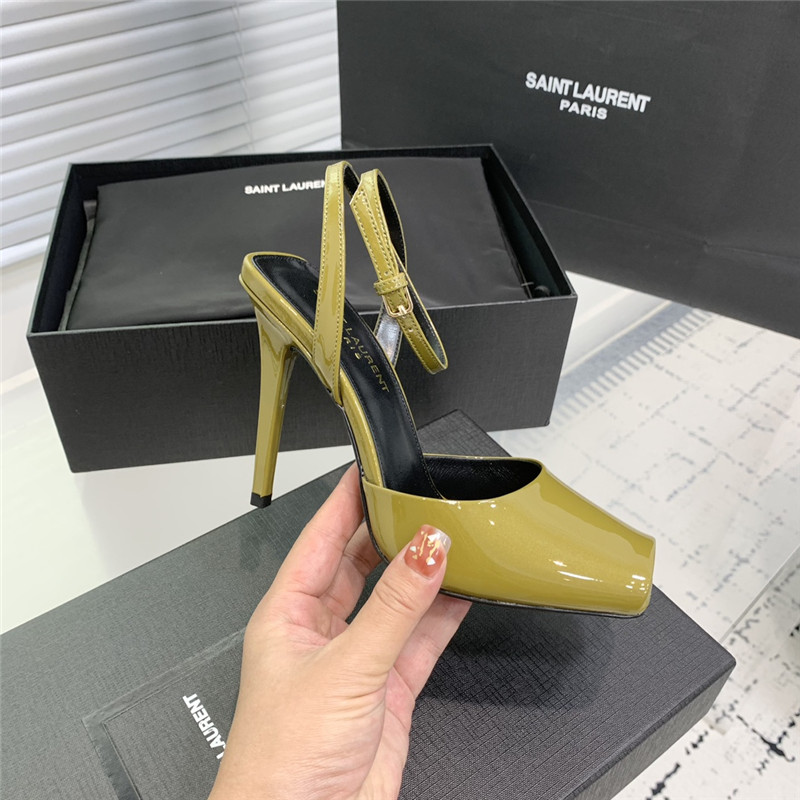 Sa1nt Lau*nt la scandale sandals in green patent leather