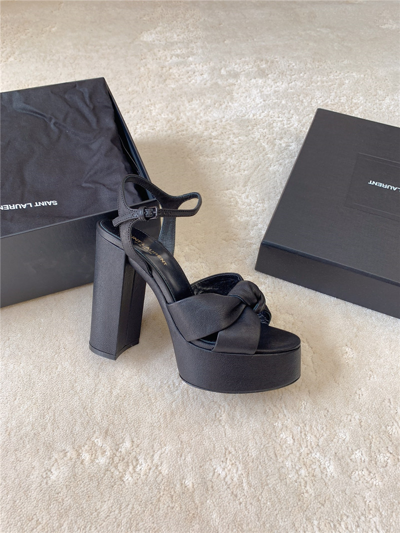 Sa1nt Lau*nt bianca platform sandals black smooth leather