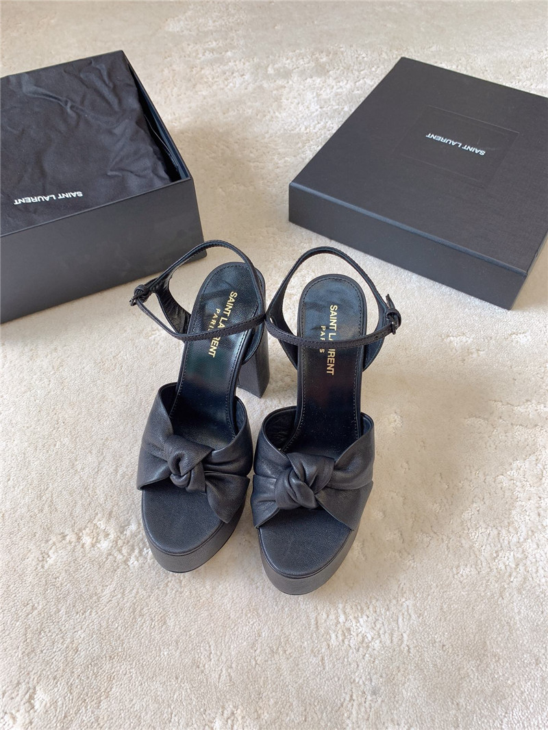 Sa1nt Lau*nt bianca platform sandals black smooth leather