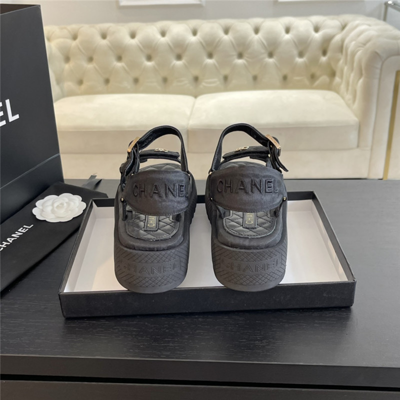 Ch**el quilted beach sandals black leather
