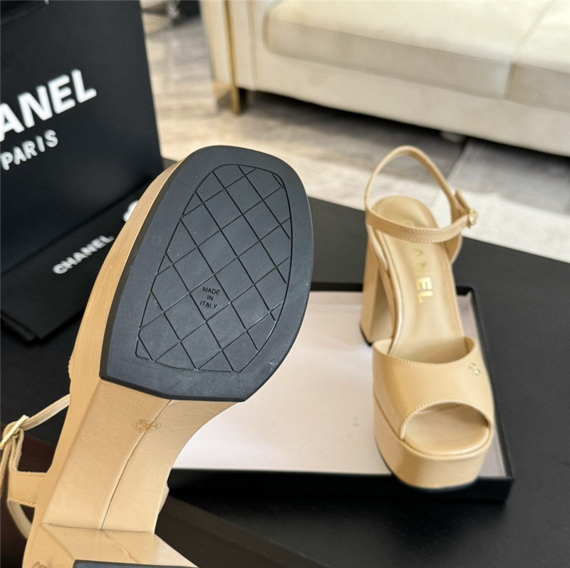 ch**el beige calfskin S*per heel platform sandals