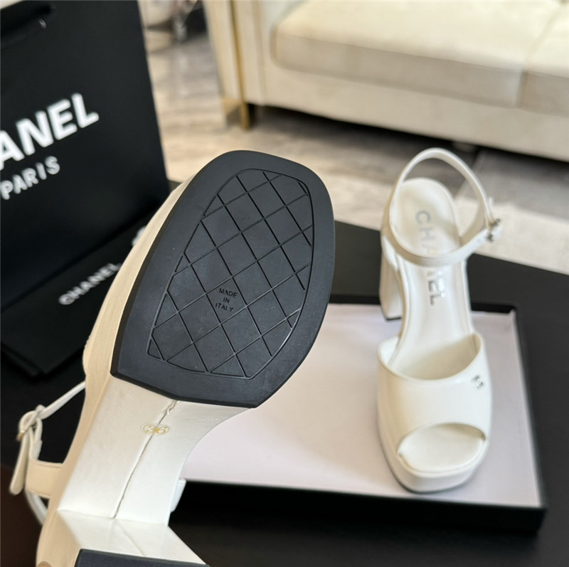 ch**el white calfskin S*per heel platform sandals