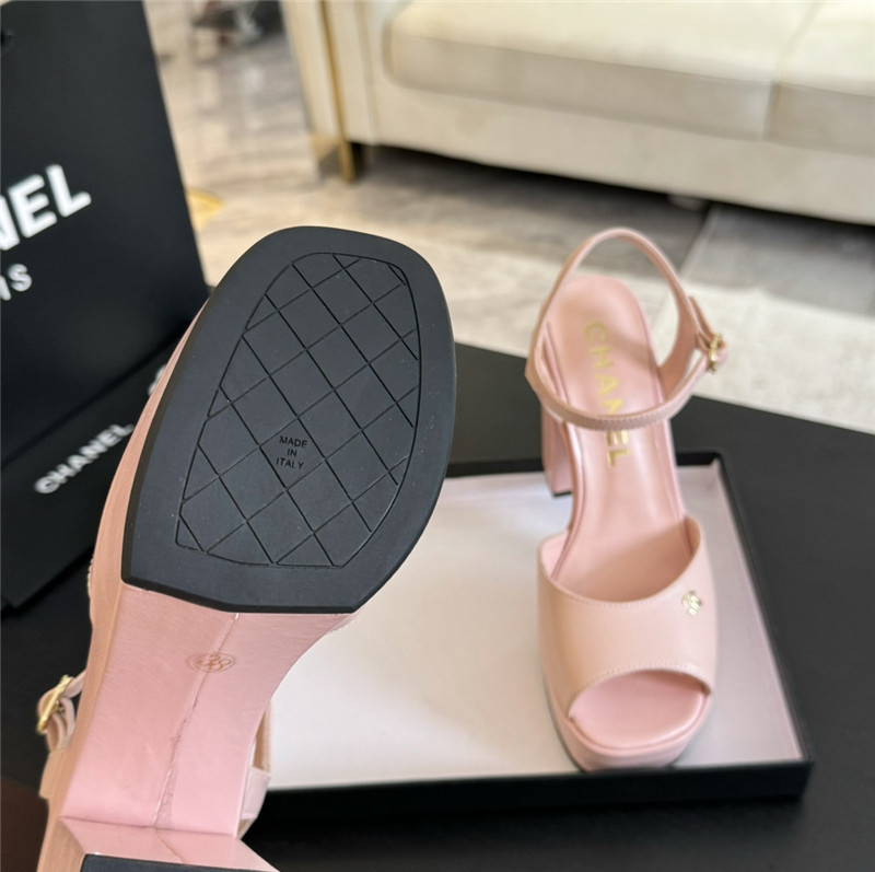 ch**el pink calfskin S*per heel platform sandals