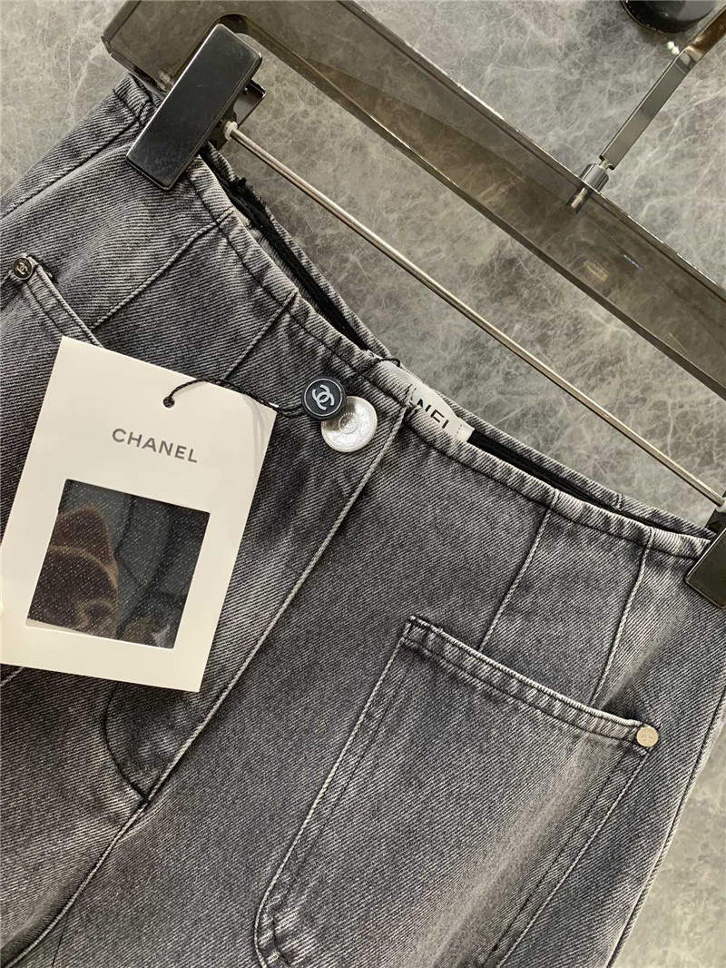 Ch**el camellia hollow front pocket jeans replica clothes