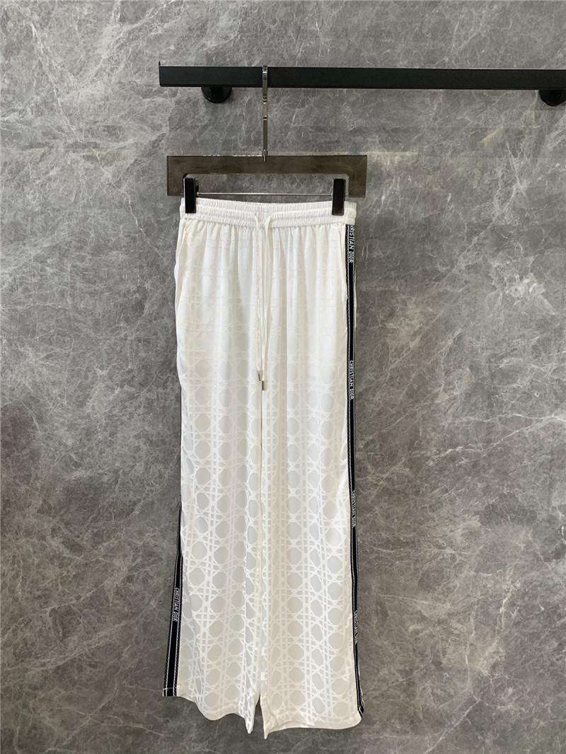 D10r oblique white jacquard velvet wide-leg pants