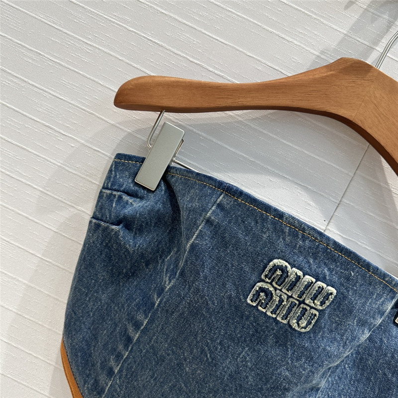 M1um1u denim tube top small vest replicas clothes