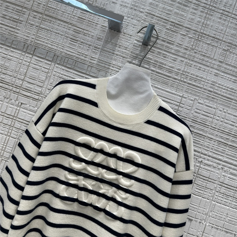 L0ew* 3d embossed logo intarsia striped sweater replica clothing