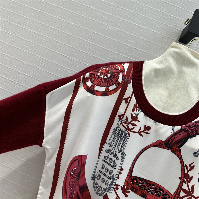 H**me5 saddle print pattern patchwork knitted top replica clothes