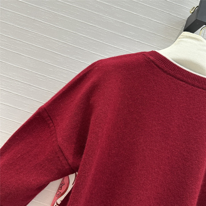 H**me5 saddle print pattern patchwork knitted top replica clothes