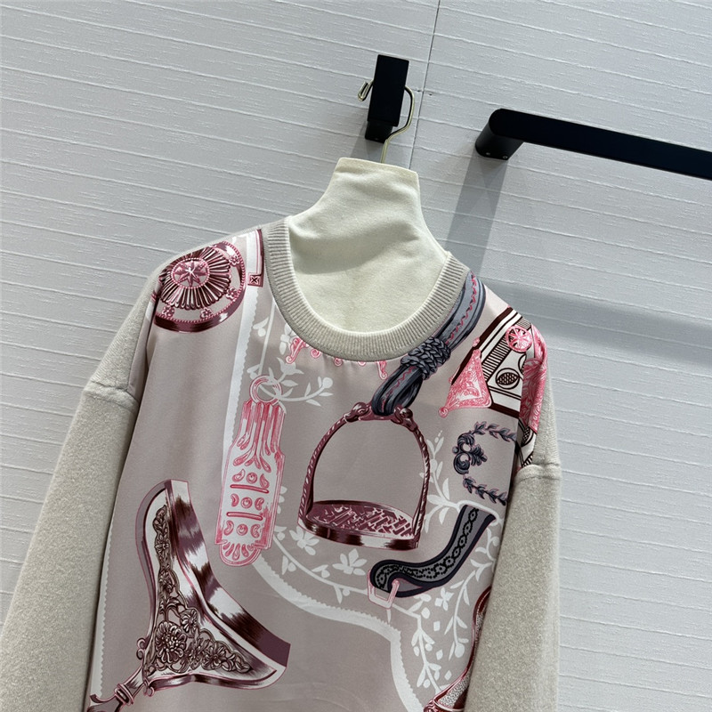 H**me5 saddle print pattern patchwork knitted top replica clothes