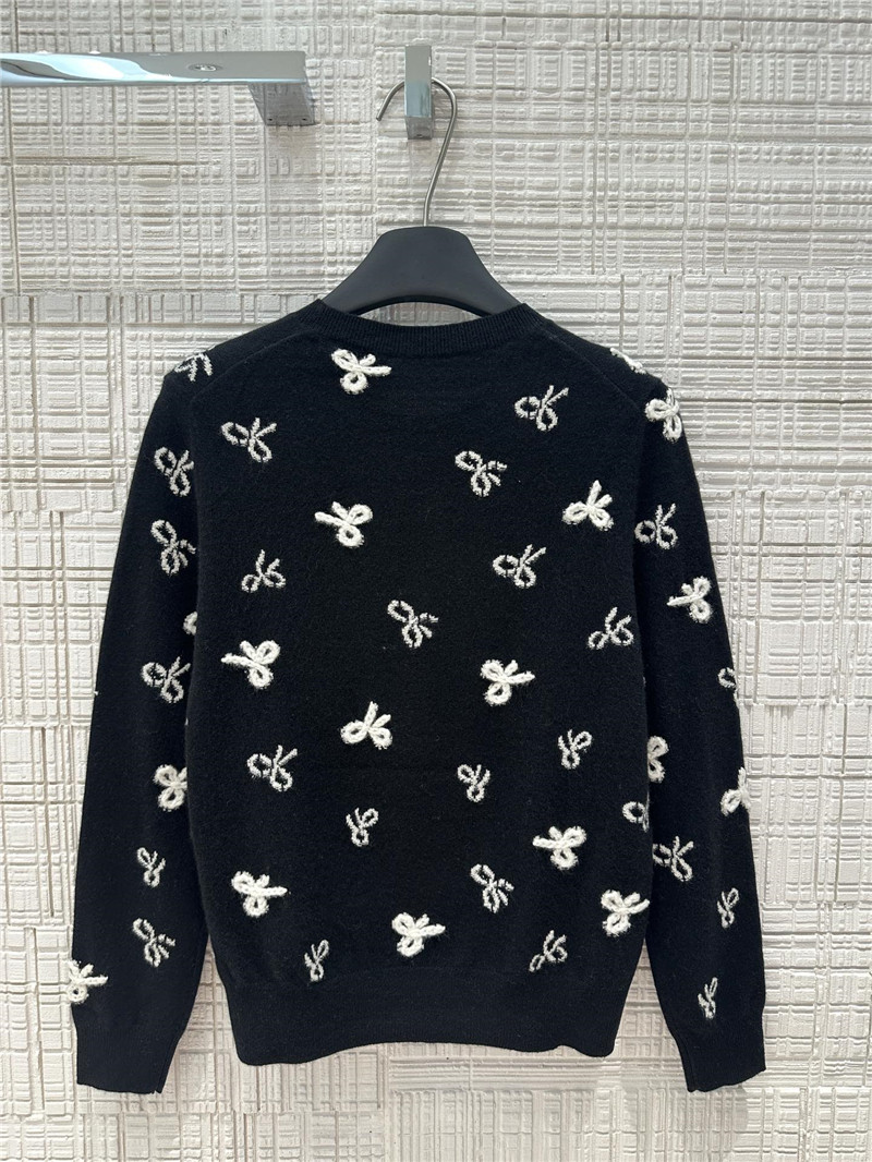 Ch**el bow intarsia cashmere sweater replica designer clothes