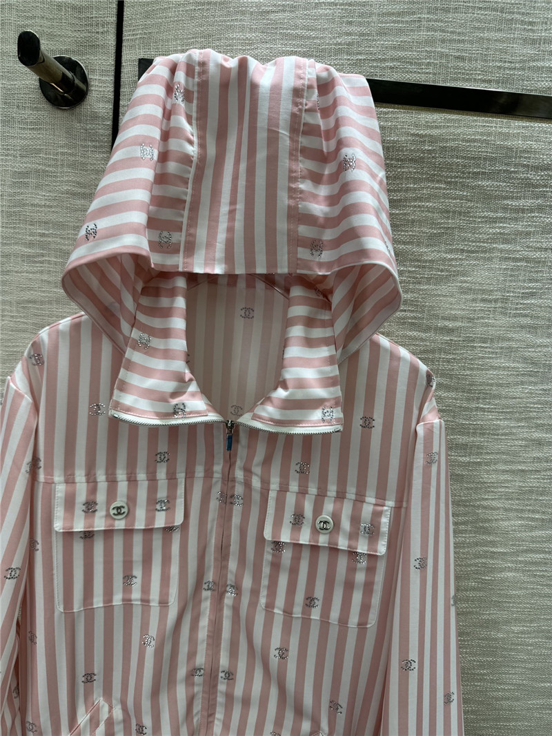 Ch**el vertical striped lapel hooded jacket replica d&g clothing