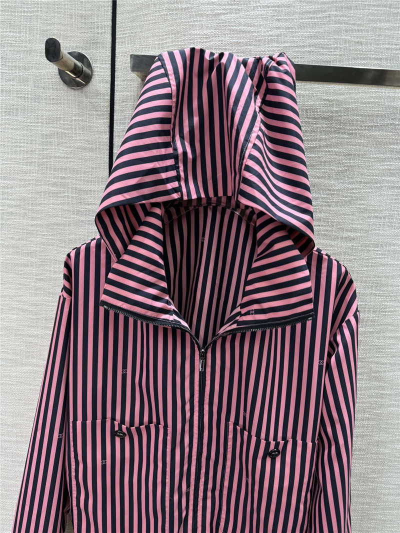 Ch**el vertical striped lapel hooded jacket replica d&g clothing
