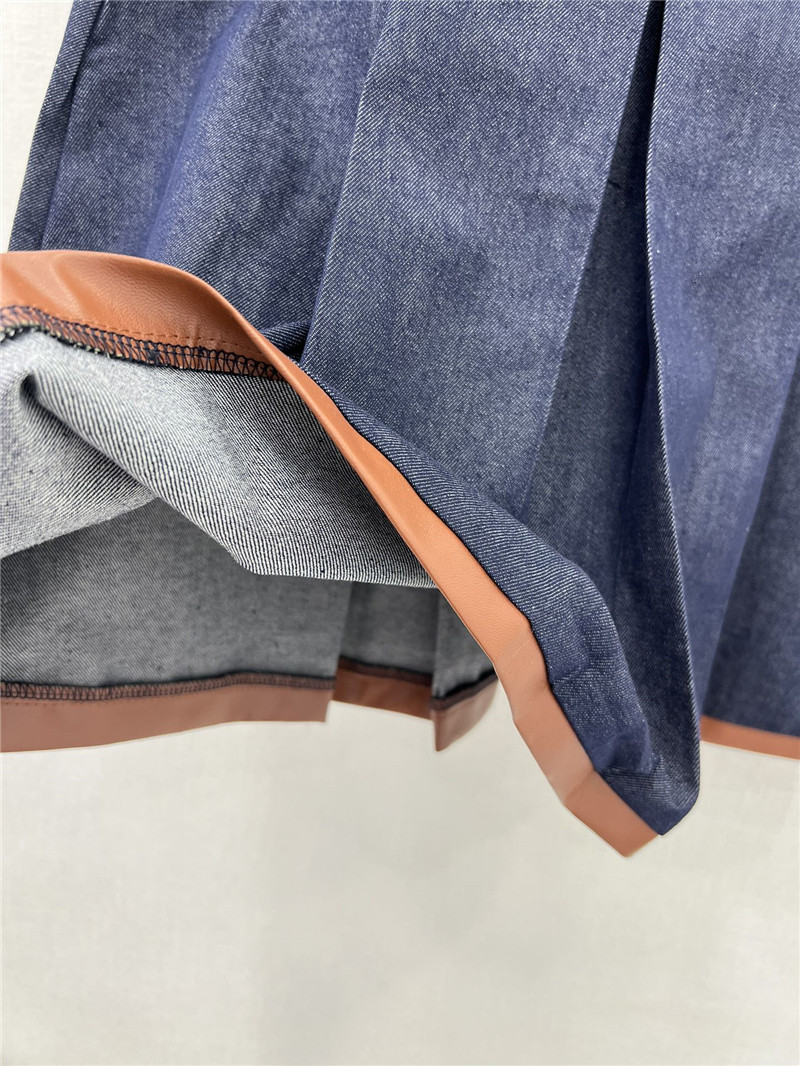 M1um1u patchwork leather trim midi skirt replica clothing sites
