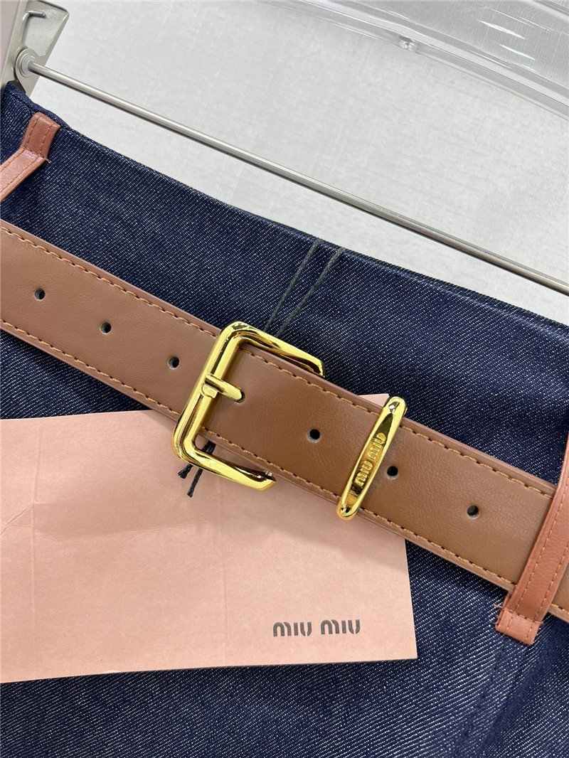 M1um1u new leather trim skirt replica d&g clothing
