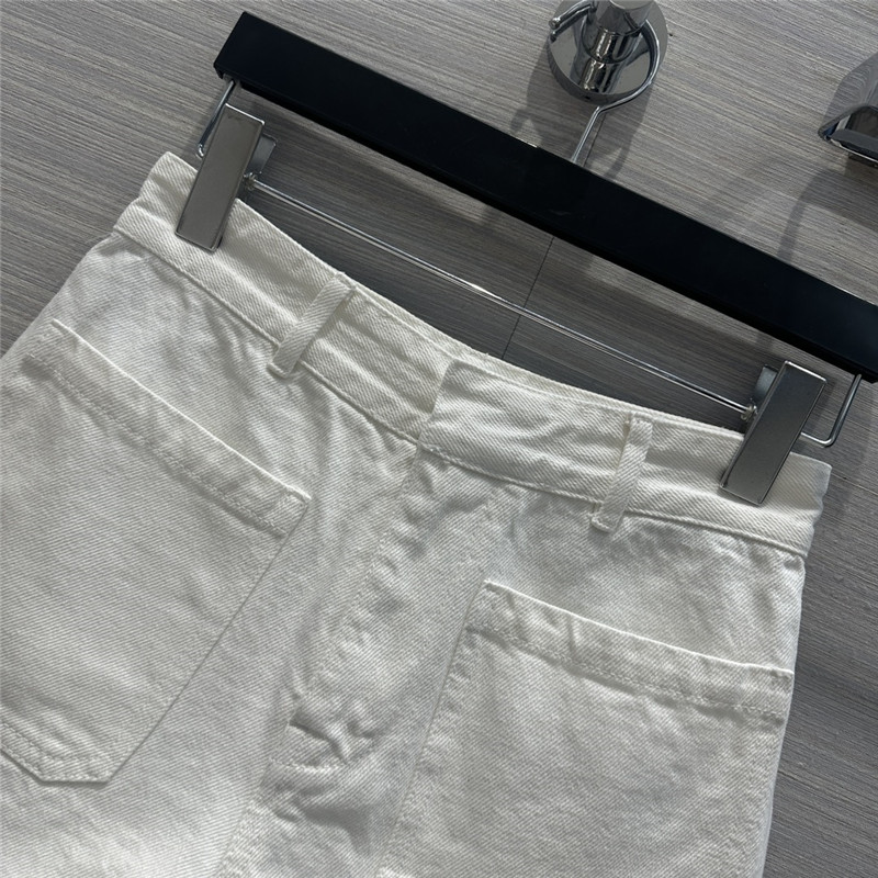 D10r double pocket straight white denim shorts replica clothes