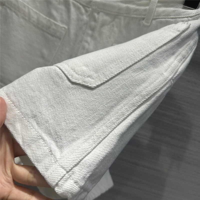 D10r double pocket straight white denim shorts replica clothes