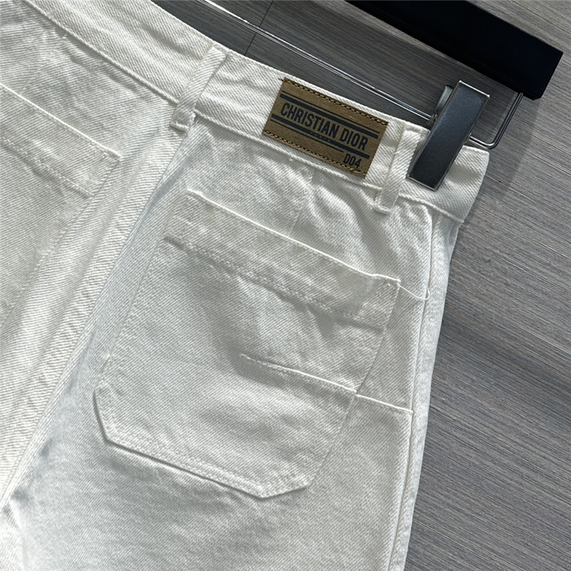 D10r double pocket straight white denim shorts replica clothes