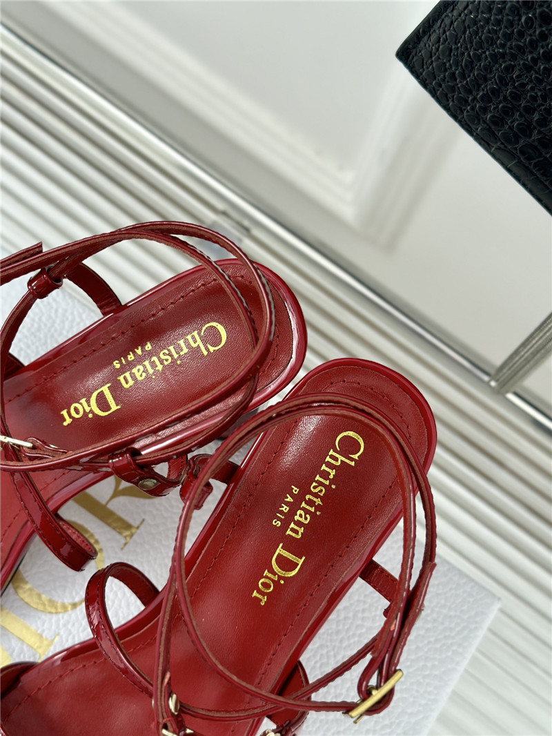 c’est D10r burgundy calfskin heeled sandals 10cm gold-tone