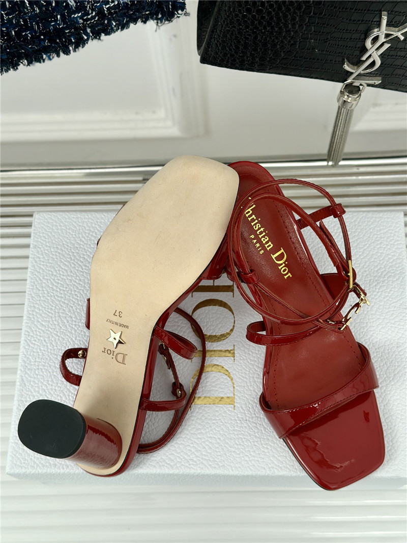 c’est D10r burgundy calfskin heeled sandals 10cm gold-tone