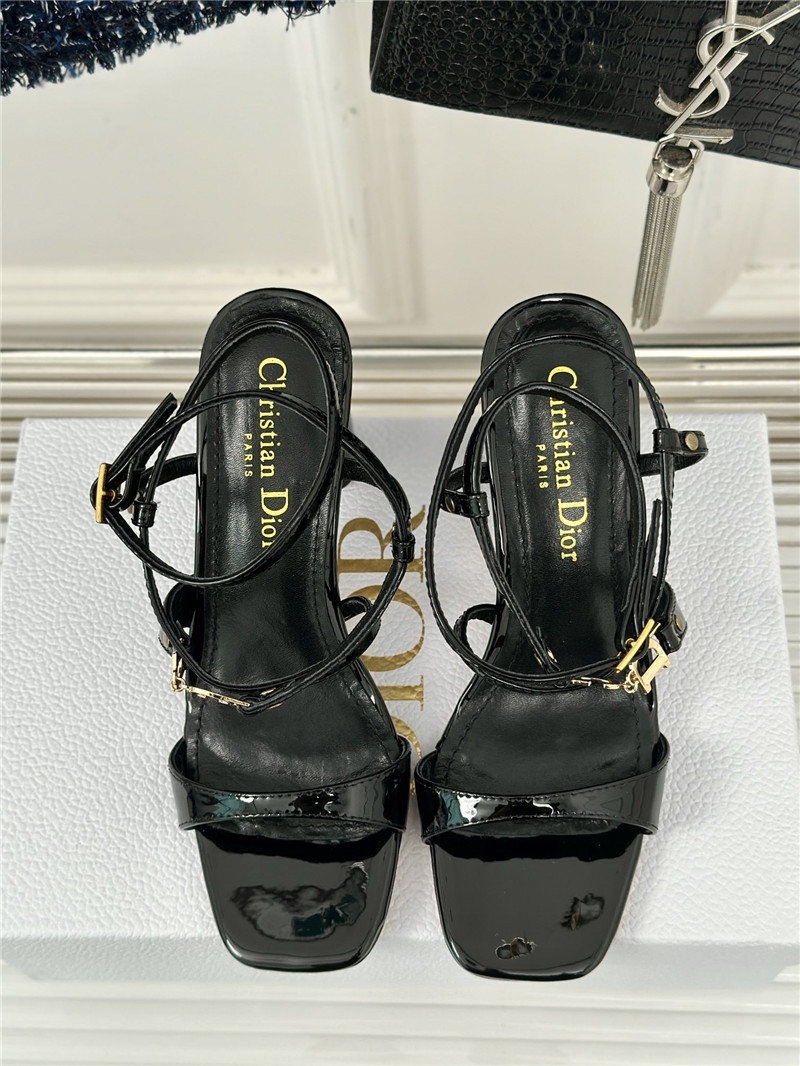 c’est D10r black calfskin heeled sandals 10cm gold-tone